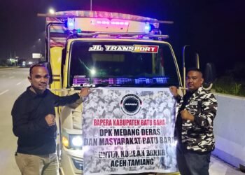 DPD Bapera Batubara Lepas Bantuan Masyarakat ke Aceh melalui DPK Medang Deras