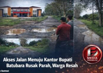 Akses Jalan Kantor Bupati Batu Bara Rusak Parah, Warga Desak Perbaikan