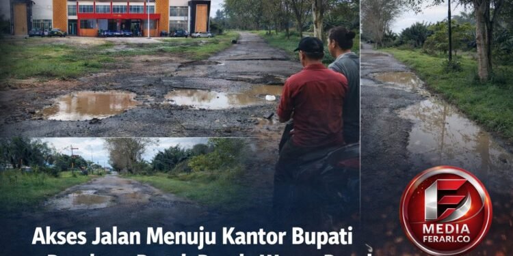 Akses Jalan Kantor Bupati Batu Bara Rusak Parah, Warga Desak Perbaikan