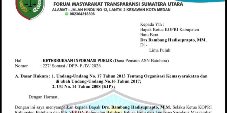 FORMATSU Somasi KOPRI Batu Bara Soal Dana Pensiun ASN, Klarifikasi Belum Diberikan