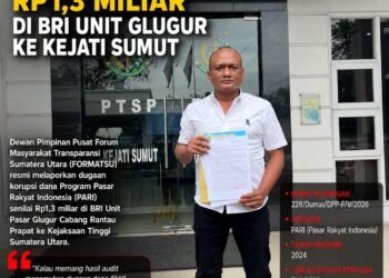 FORMATSU Laporkan Dugaan Korupsi Dana PARI Rp1,3 Miliar di BRI Unit Glugur ke Kejati Sumut