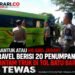 Petugas Satlantas Polres Batu Bara memeriksa mobil Travel Darma Putra yang ringsek akibat menabrak truk di Tol Lima Puluh–Indrapura hingga menyebabkan 4 penumpang meninggal dunia.