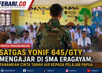 Satgas Yonif 645/GTY Mengajar di SMA Eragayam, Tanamkan Cinta Tanah Air kepada Pelajar Papua