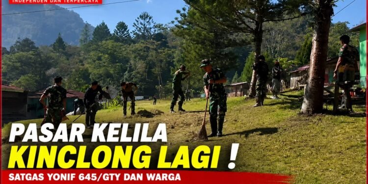 Pasar Kelila Kinclong Lagi! Satgas Yonif 645/GTY dan Warga Gotong Royong Bikin Pedagang Makin Nyaman