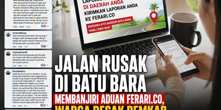 Jalan Rusak di Batu Bara Membanjiri Aduan Ferari.co, Warga Desak Pemkab Segera Bertindak