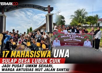 17 Mahasiswa UNA Sulap Desa Lubuk Cuik Jadi Pusat UMKM Sehari, Warga Antusias Ikut Jalan Santai
