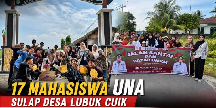 17 Mahasiswa UNA Sulap Desa Lubuk Cuik Jadi Pusat UMKM Sehari, Warga Antusias Ikut Jalan Santai