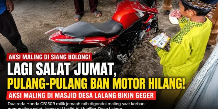 Lagi Salat Jumat, Pulang-Pulang Ban Motor Hilang! Aksi Maling di Masjid Desa Lalang Bikin Geger