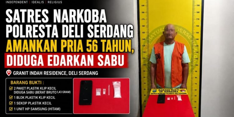 Satres Narkoba Polresta Deli Serdang Amankan Pria 56 Tahun, Diduga Edarkan Sabu di Granit Indah Residence